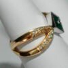 18k Yellow Gold Ring and Four Princess-Cut Emeralds & Diamonds in Platinum