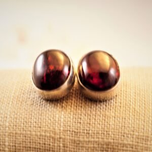 Silver earrings featuring an amber clip-back design.