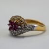 Two-Tone Ruby and Diamond Ring in 18K White and Yellow Gold, Ying and Yang