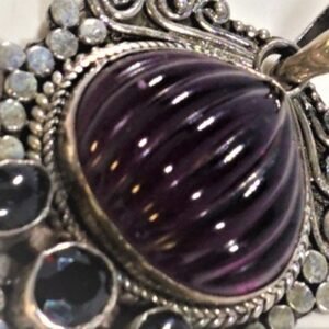 Silver Pendant Featuring Amethyst and Garnet
