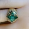 Star-Shaped Emerald and Diamond Ring,14K Yellow Gold, 2.50 CT-Natural Gems