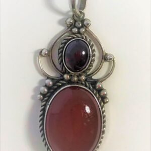 Cabochon and silver pendant