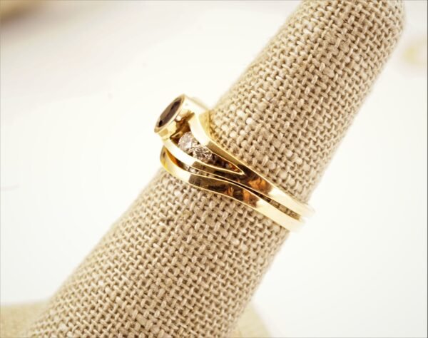 Captivating Blue Sapphire & Diamond Minimalist Bridal Set in 14K Yellow Gold