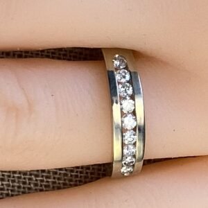 Unisex Diamond Band in 14K White Gold/ Wedding or, Anniversary Diamond Band