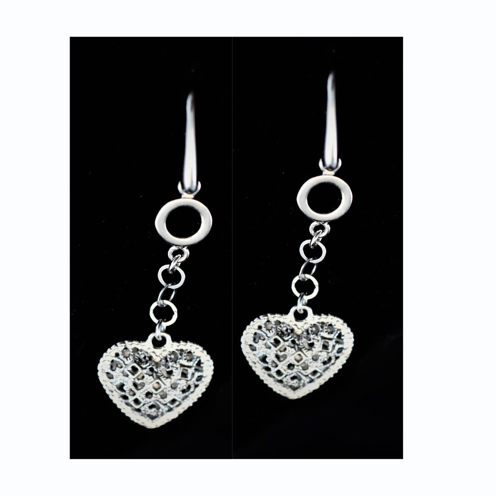 Drop Dangle Earrings: 2" sterling silver filigree design.