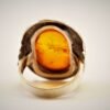 Baltic Amber Silver .925 Ring, Hand- Engraved