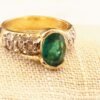 lrgemovalpave.h Sophisticated Natural Colombian Emerald and Diamond 14K Yellow Gold Ring