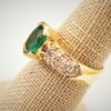 lrgemovalpave.n Sophisticated Natural Colombian Emerald and Diamond 14K Yellow Gold Ring
