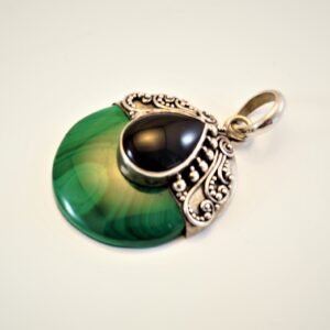 Malachite silver pendant