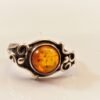 Understated Elegance - Round Baltic Amber Ring in Silver .925, Cabochon-Cut