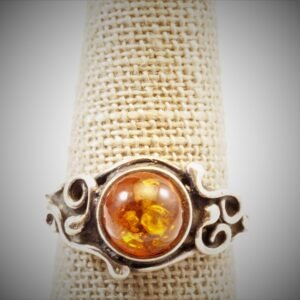 Baltic amber ring set in .925 sterling silver.