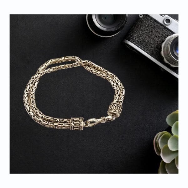 Italian Byzantine Double-Link Chain .925 Sterling Silver Bracelet, 8" Long