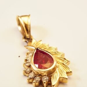 Stunning Half Wing Ruby Diamond Pendant Crafted in 14K Gold